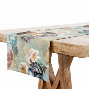 BIEŻNIK DEKORACYJNY 40x140 Na Stół Kwiaty Turkus 7628