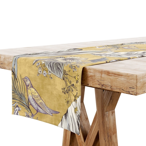 BIEŻNIK DEKORACYJNY 40x120 Liście Ptaki 5931