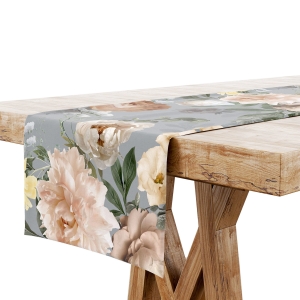 BIEŻNIK DEKORACYJNY 40x180 Kwiaty Szary 5966