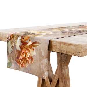 Bieżnik na Stół 40x100 Bieżnik Dekoracyjny w Kwiaty Brązowy 6837