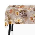 Obrus Dekoracyjny na Stół 140x180 Kwiaty Brązowy 7642