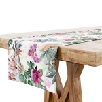 Bieżnik na Stół Dekoracyjny 40x140 Biały Kwiaty Kolorowe 7660