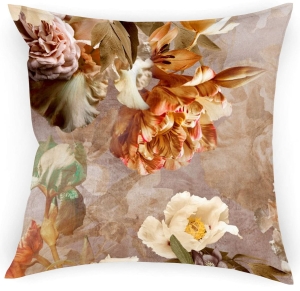 Poszewka 40x40 na Poduszki Dekoracyjna Kwiaty Brąz 7414