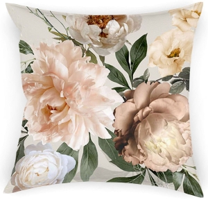 Poszewka 40x40 na Poduszki Dekoracyjna Kwiaty Beżowa 7400