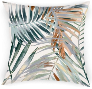 Poszewka 40x40 na Poduszki Liście Palmy Zielone Brązowe 7401