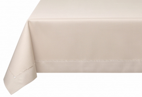 Obrus Dekoracyjny z Mereżką na Stół 140x180 Beżowy Gładki