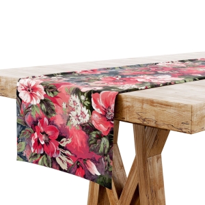 Bieżnik na Stół 40x160 Dekoracyjny Kwiaty Czerwone 7696