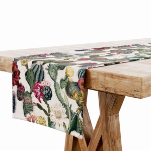 Bieżnik na Stół 40x100 Dekoracyjny Kolorowe Kaktusy 7831