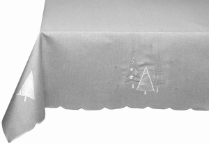 Obrus Świąteczny 140x260 na Stół Błyszczący Szary