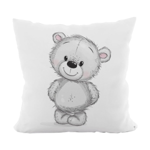 Poszewka na Poduszkę Walentynki 40x40 Dwustronna Misiek Szary