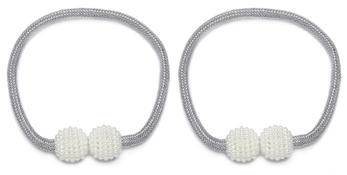 Komplet 2szt. Spinki na Magnes do Firan i Zasłon Szary 6778