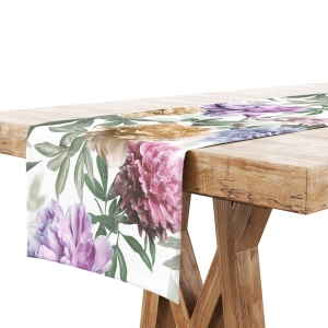 Bieżnik na Stół 40x200 Dekoracyjny Kwiaty Piwonie 8525