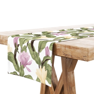 Bieżnik na Stół 40x160 Dekoracyjny Liście Kwiaty 8589