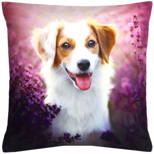 Poszewka na Poduszkę 40x40 Pies w Lawendzie