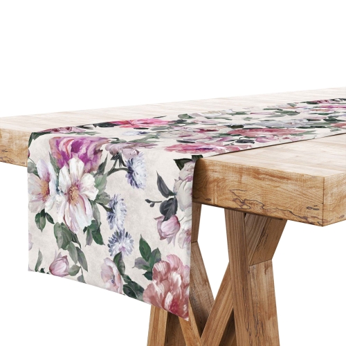 Bieżnik na Stół w Kwiaty Szyty na Wymiar