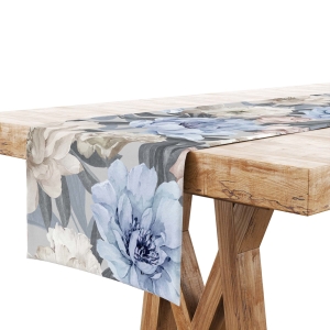 Bieżnik na Stół 40x140 Dekoracyjny Kwiaty Niebieskie 9249