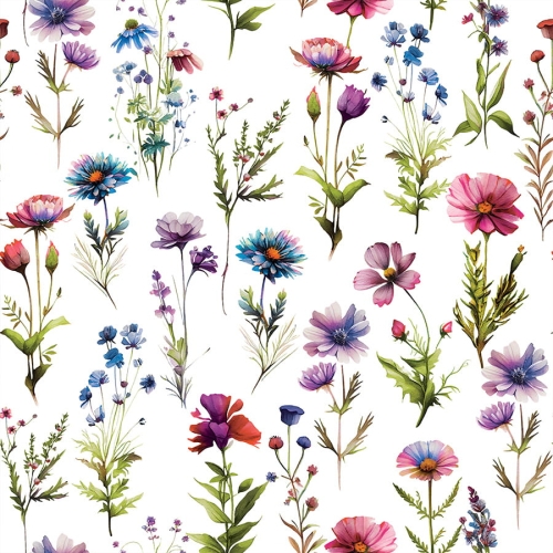 Tkanina na Zasłony Materiał na Metry Polne Kwiaty