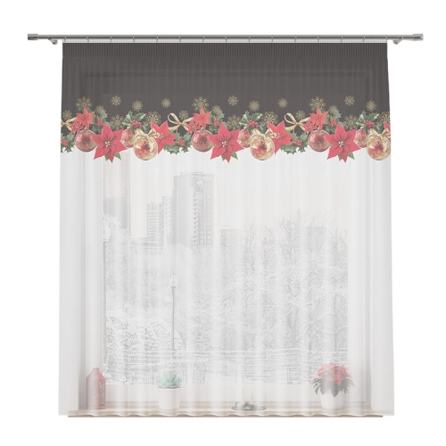 Firanka Świąteczna na Metry Krótka Czerwone Bombki