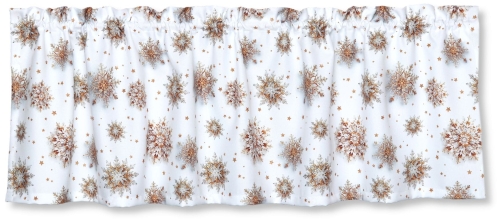 Zazdrostka Świąteczna 150x40 Krótka Firanka Gotowa Śnieżynki Złote