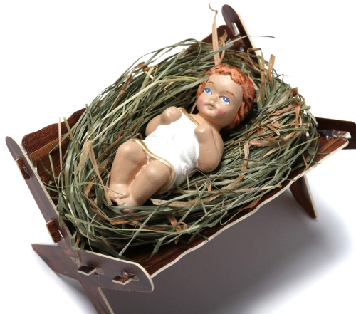 Dzieciątko Jezus w Żłóbku Figurka Jezusek na Sianku Na Stół do Szopki