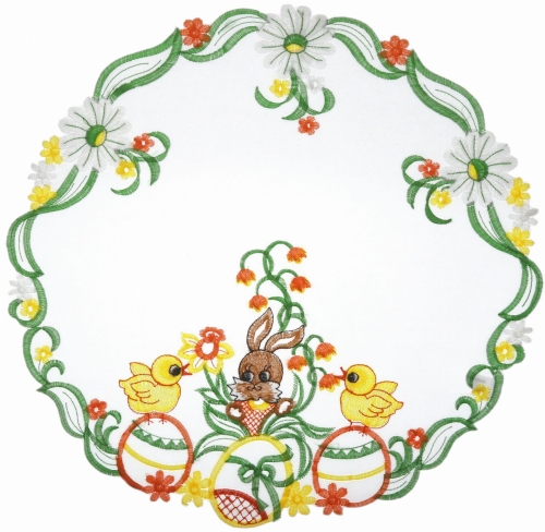Serwetka do Koszyczka Wielkanocnego 40cm Serwetka Okrągła Wielkanoc Zajączek