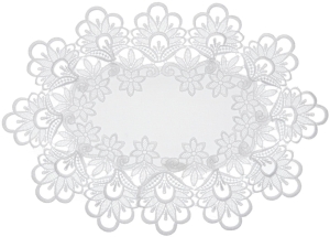 Serwetka z Gipiurą Biała 30x45 Serwetka do Koszyczka Owalna z Koronką