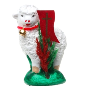 Baranek Wielkanocny do Koszyczka Figurka Gipsowa Wielkanocna Baranek Stojący 7,5cm