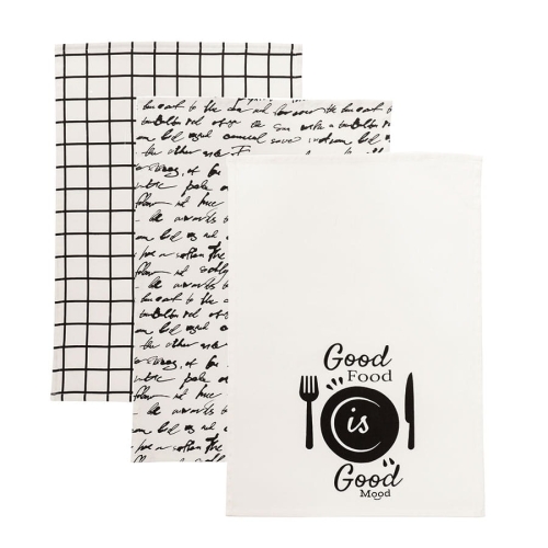 Ścierki Kuchenne Bawełniane Komplet 3szt. Różne Wzory Chłonne 40x60