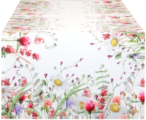 Bieżnik na Stół 40x140 Matowy Bieżnik Dekoracyjny w Kwiaty Bieżniki Kwiatowe