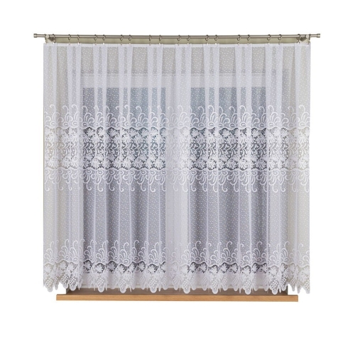 Firanka na Metry Żakardowa 150cm Firana na Metry Firany Białe Pasowy Wzór
