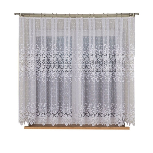 Firanka na Metry Żakardowa 160cm Firana na Metry Firany Białe Pasowy Wzór