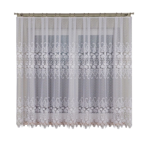 Firanka na Metry Żakardowa 170cm Firana na Metry Firany Białe Pasowy Wzór