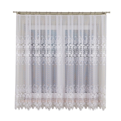 Firanka na Metry Żakardowa 180cm Firana na Metry Firany Białe Pasowy Wzór