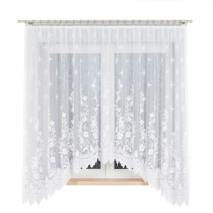 Firanka Gotowa Łuk Żakardowa 300x180 Firana Gotowa Krótka Biała Ludwika