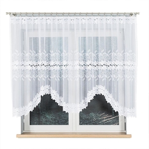 Firanka Gotowa Łuk 320x140 Żakardowa Firana Krótka Biała Bastia
