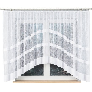 Firanka Gotowa Łuk 410x160 Żakardowa Firana Krótka Biała Wiktoria