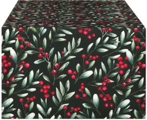 Bieżnik Świąteczny 40x100 Bieżnik na Stół Bożonarodzeniowy Zielony Gałązki 10009