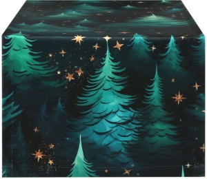 Bieżnik Świąteczny 40x180 Bieżnik na Stół Welur Zielone Choinki 10012