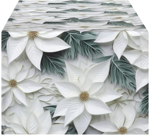 Bieżnik Świąteczny Szyty na Wymiar Bieżnik na Stół Welur Kwiaty