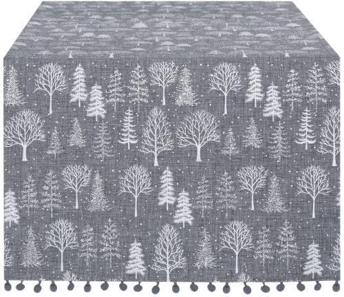 ieżnik Świąteczny 40x140 Bieżnik Bożonarodzeniowy Szary Choinki