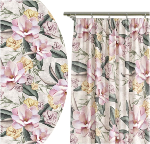 Zasłona Gotowa 140x250 Zasłony Kwiaty Beż 6391