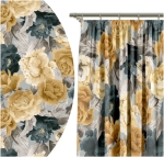 Zasłona Gotowa 140x160 Zasłony Żabki Kwiaty Żółte Turkus 7693