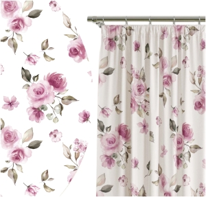 Zasłona Gotowa na Taśmie 140x250 Żabki Kwiaty Róże 8523