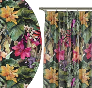 Zasłona Gotowa na Taśmie 140x250 Żabki Liście Kwiaty 8560