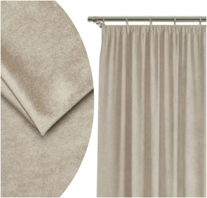 Zasłona Gotowa 140x250 Zasłony Żabki Welur Gładkie Beż 7822