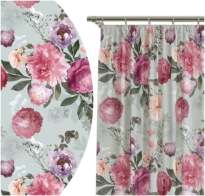 Zasłona Gotowa 140x250 Zasłony Kwiaty Mięta 5969