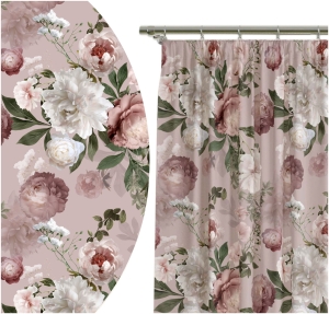 Zasłony Krótkie na Żabki 140x160 Zasłona Gotowa na Taśmie Kwiaty Róż 5968