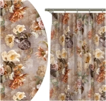 Zasłona Gotowa 140x160 Zasłony Żabki Kwiaty Brąz 6833
