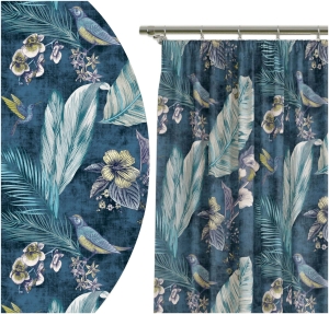 Zasłona Gotowa 140x160 Zasłony Liście Ptaki 5301