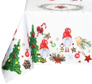 Serweta Świąteczna 85x85 Bieżnik na Stół Biały Gnomy Skrzaty